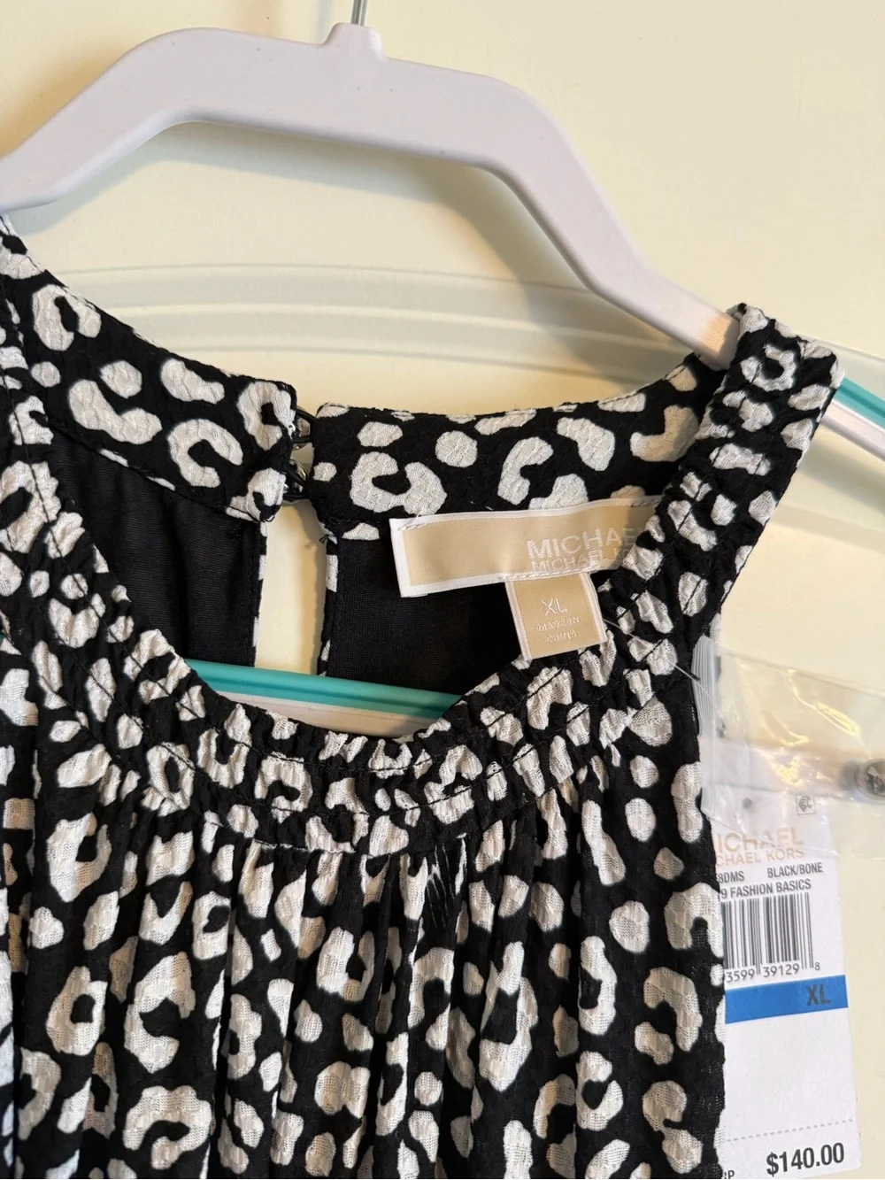 NWT Michael Michael Kors Black & White Animal Print Halter Maxi Dress XL